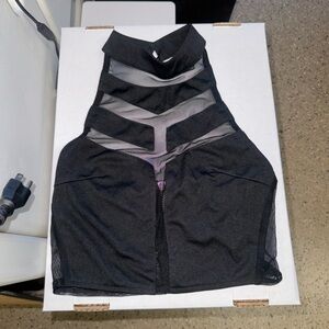 Women’s brand new jet black party going out top mesh blouse shirt size small